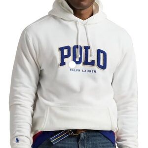 Polo Ralph Lauren Men's Logo Graphic Fleece Pullover Hoodie with Blue Accents